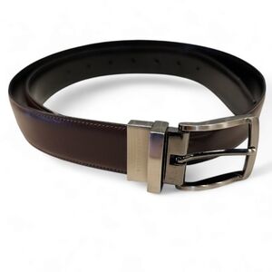 Perry Ellis Dark Brown Belt with Metallic Buckle